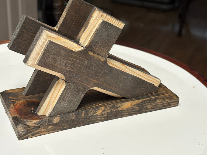 2 Tone Cross Napkin Holder in Walnut Color