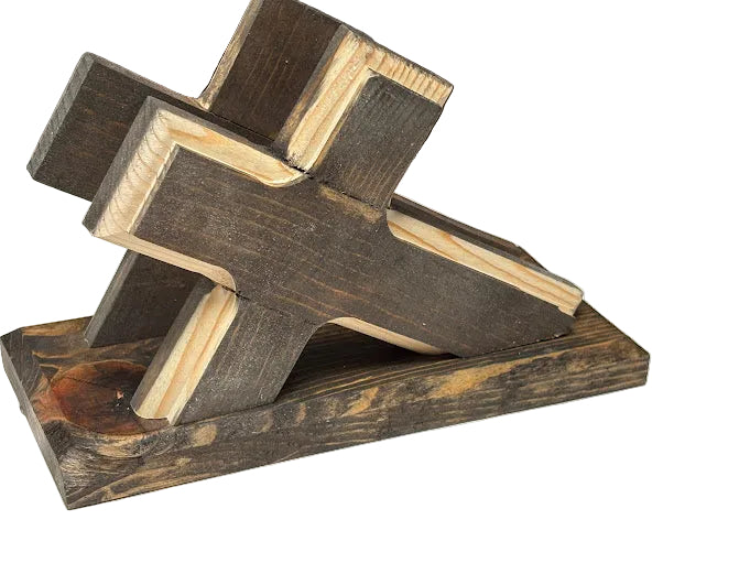 2 Tone Cross Napkin Holder in Walnut Color