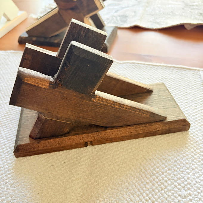 Classic Design Cross Napkin Holder in Walnut Stain